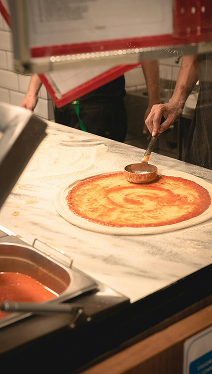 Top view of a table full of food