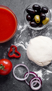 Delicious pizza with tomato sauce and parmesan